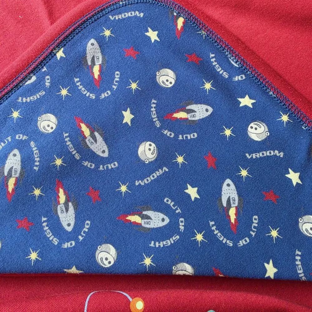 New Vintage Gymboree Baby Blanket Out Of Sight Red Blue Rocket Atomic Retro NWT
